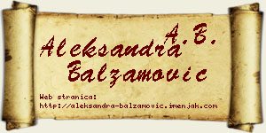 Aleksandra Balzamović vizit kartica